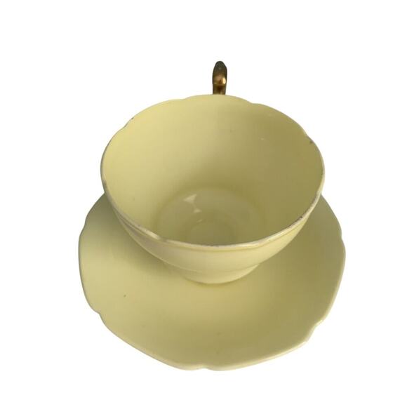 Paragon Yellow Teacup & Saucer Double Warrant Demitasse Gold HM Queen Vintage - Picture 5 of 12